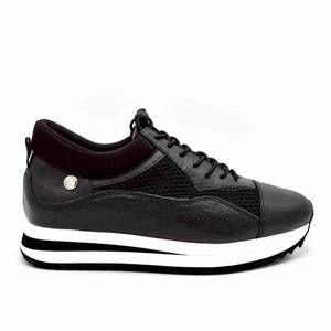 NEW CHELSEA JONES women's verse elevated trainer shoes in black leather/mesh